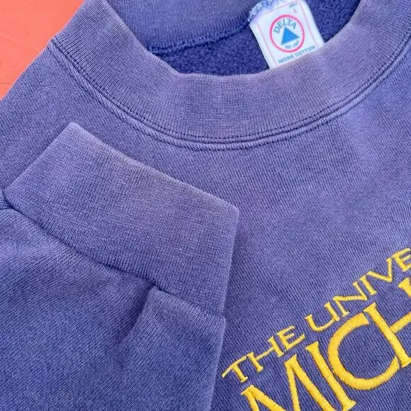 Vintage University Michigan Wolverines Crewneck Sweatshirt L College USA Faded - Picture 7 of 12